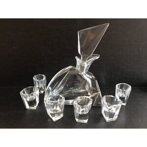 Vintage c1930s Art Deco Rare Signed Moser Karlsbad Decanter Bohemian Glass Set
